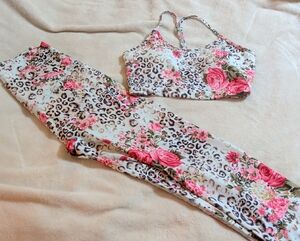 Fit Booty Legging Set w/CrissCross Front Legging & Braided Crop - Loving Leopard